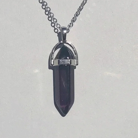Amethyst Star Moon Triple Layer Silver Necklace NWT - Picture 4 of 6